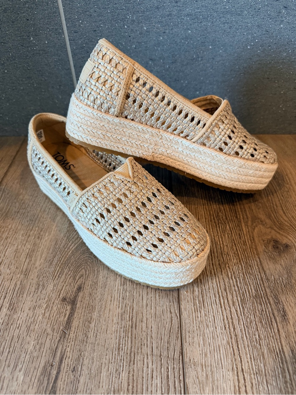 Toms Natural Woven Platform Espadrilles